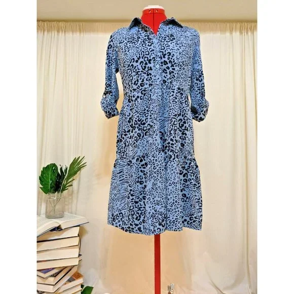 SHIVALI REY | Dresses | Shivali Rey Women Shirt Dress 34 Sleeve Casual Blue Animal Print Size Ps | Poshmark SHIVALI REY | Dresses | Shivali Rey Women Shirt Dress 34 Sleeve Casual Blue Animal Print Size Ps | Poshmark